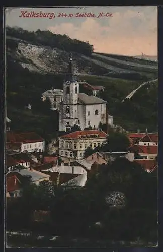 AK Wien, Kalksburg, Ortsansicht mit Kirche aus der Vogelschau