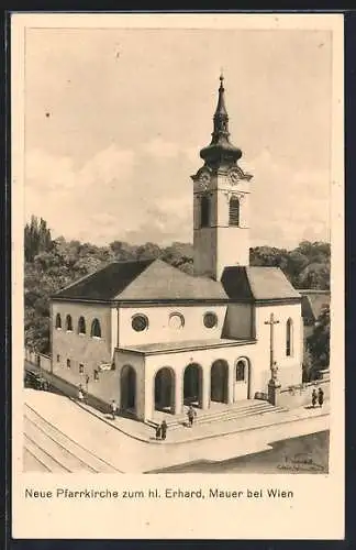 Künstler-AK Wien-Mauer, Neue Pfarrkirche zum hl. Erhard