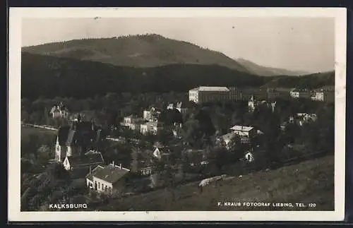 AK Wien, Kalksburg, Totalansicht mit Bergpanorama aus der Vogelschau