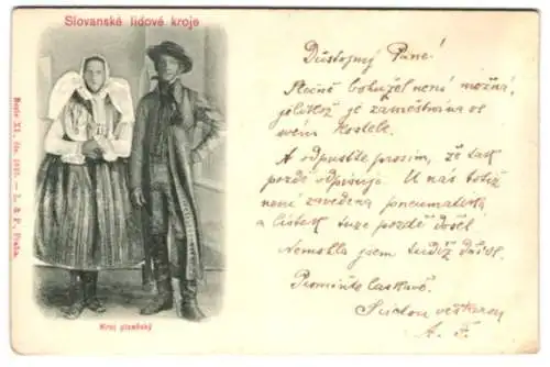 Relief-AK Slovanske lidove kroje, Kroj plzensky, Pilsener Tracht