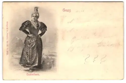 Relief-AK Oesterreicherin in Tracht