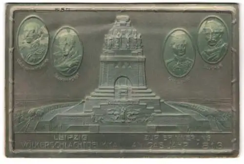 Relief-AK Leipzig, Völkerschlachtdenkmal, zur Erinnerung an das Jahr 1813, Gneisenau, Blücher, Scharnhorst