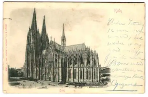 Relief-AK Köln, Totalansicht vom Dom