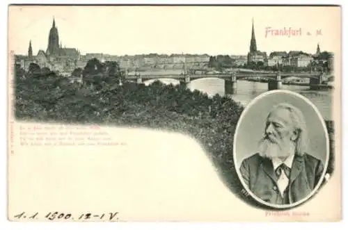 Relief-AK Frankfurt a. M., Panorama, Friedrich Stoltze