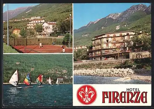AK Brenzone sul Garda, Assenza di Brenzone, Hotel Firenze, Tennis, Surfen auf dem Gardasee