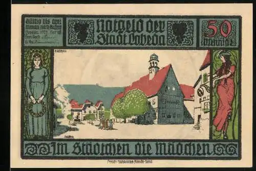 Notgeld Lobeda 1921, 50 Pfennig, Ortsansicht, Ruine