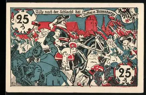 Notgeld Lutter am Barenberge 1920, 25 Pfennig, Tilly nach der Schlacht bei Lutter am Barenberge, Anweisung über 25 Pf.