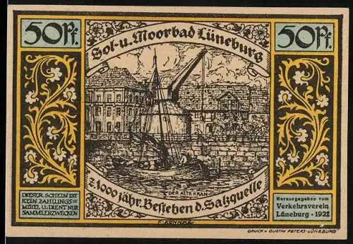 Notgeld Lüneburg, 1921, 50 Pf, 1000 Jahre Salzquelle und Sülfmeisterzeit 1400-1500