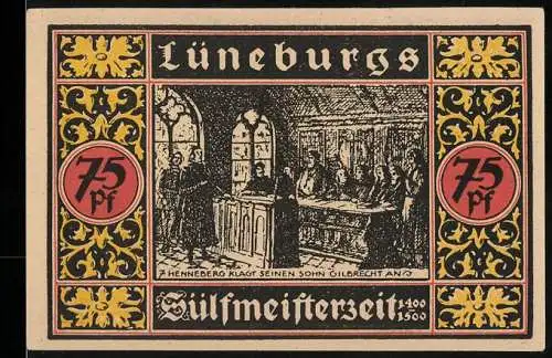 Notgeld Lüneburg, 1921, 75 Pf, Sülfmeisterzeit und Sol- und Moorbad, 1000 Jahre Salzquelle