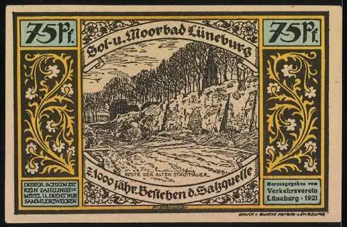 Notgeld Lüneburg, 1921, 75 Pf, Sülfmeisterzeit und Sol- und Moorbad, 1000 Jahre Salzquelle