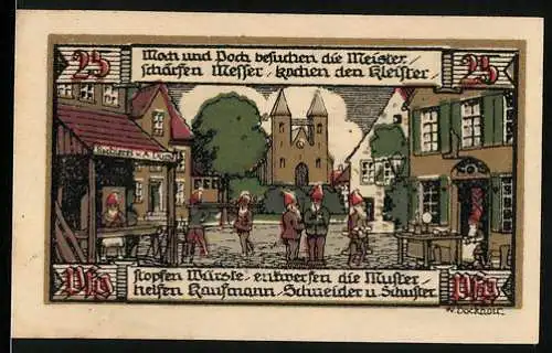 Notgeld Ballenstedt, 1921, 25 Pfennig, Meisterschau und Gegenstein mit Burg