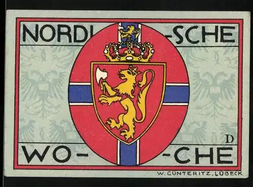 Notgeld Lübeck 1921, 50 Pfennig, Nordische Woche, Musterschau Lübeck, nur gültig in der Ausstellung 1921