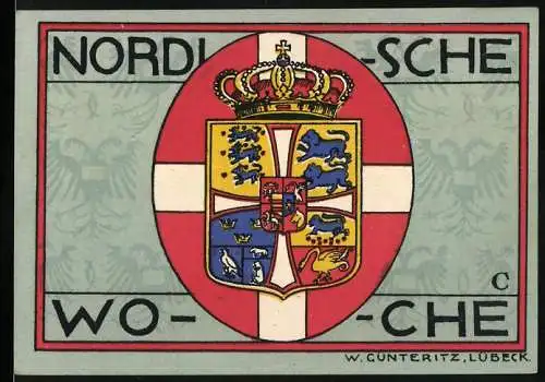 Notgeld Lübeck, 1921, 50 Pfennig, Nordische Woche und Musterschau Lübeck, Kirche und Wappen