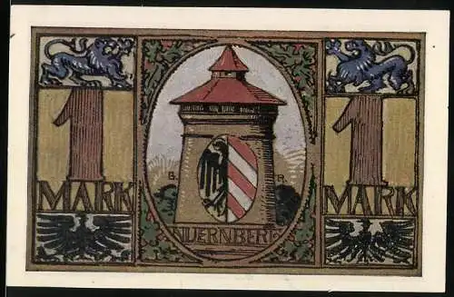 Notgeld Nürnberg 1921, 1 Mark, Hilfsschein der 1. grossen Notgeld-Ausstellung in Nürnberg