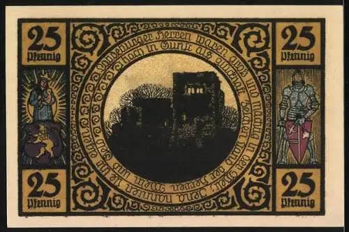 Notgeld Lobeda 1921, 25 Pfennig, St. Johannis Kirche und Burgansicht