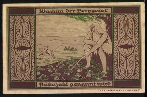 Notgeld Greiffenberg 1921, 30 Pfennig, Die Stadtsparkasse mit Wappen und Berggeist Rübezahl