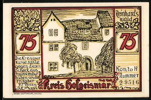 Notgeld Hofgeismar, 75 Pfennig, Reinhardswald und Sababurg im Reinhardswald, 29516