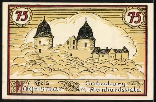 Notgeld Hofgeismar, 75 Pfennig, Reinhardswald und Sababurg im Reinhardswald, 29516