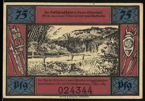 Notgeld Hess-Oldendorf, 1921, 75 Pfennig, Hohenstein und Märchenillustrationen