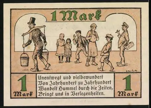 Notgeld Hamburg, 1921, 1 Mark, des Zoologischen Gartens, Illustrationen von Menschen und Tieren