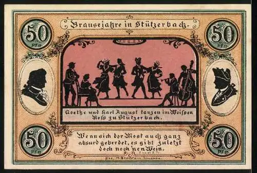 Notgeld Stützerbach 1921, 50 Pfennig, Jagdschloss und Goethezimmer, Brausejahre in Stützerbach