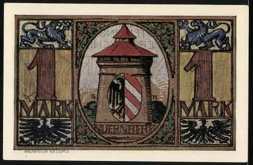 Notgeld Nürnberg 1921, 1 Mark, Hilfsschein der 1. grossen Notgeld-Ausstellung in Nürnberg