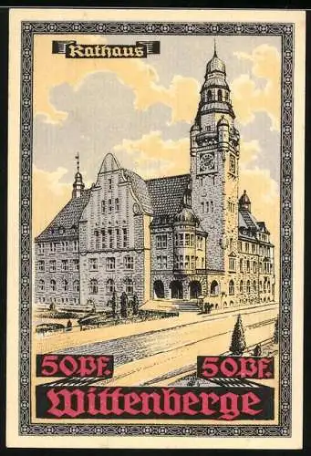 Notgeld Wittenberge, 50 Pf, Rathaus und Stadtwappen, Nr. 27441