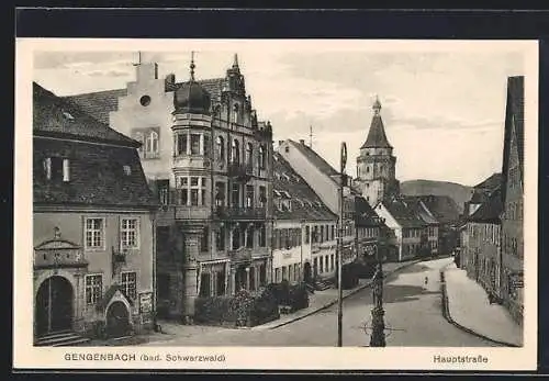 AK Gengenbach, Hauptstrasse mit Brunnen, Hotel Schwarzer Adler