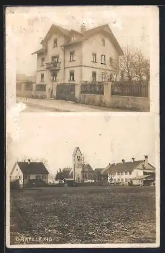 Foto-AK Gräfelfing, Strassenpartie mit Gebäudeansicht, Ortspartie