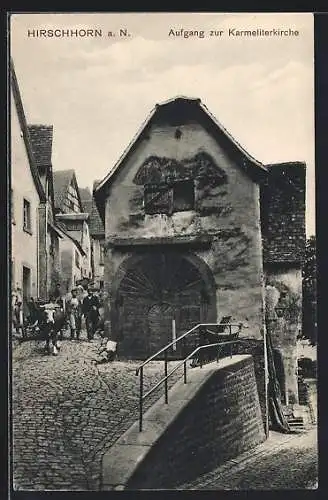 AK Hirschhorn a. N., Aufgang zur Karmeliterkirche