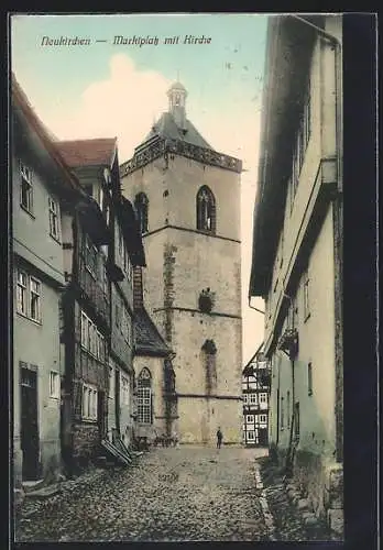 AK Neukirchen / Ziegenhain, Marktplatz mit Kirche