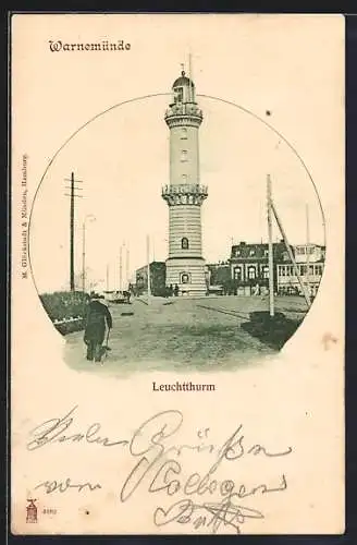 AK Warnemünde, Blick auf den Leuchtturm