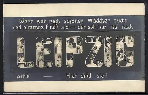 AK Leipzig, Frauenportraits im Schriftzug