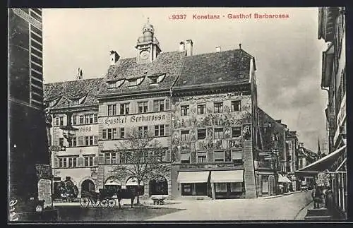 AK Konstanz, Gasthof Barbarossa von der Strasse gesehen