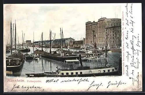 AK Mannheim, Dampfer im Hafen