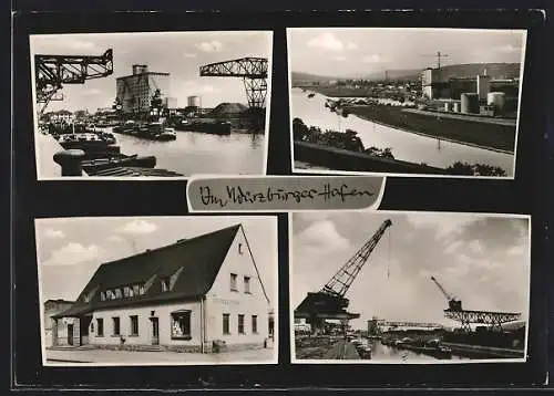 AK Würzburg, Gasthaus Hafenschenke, Neuer Hafen