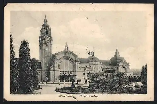 AK Wiesbaden, Blick auf den Hauptbahnhof