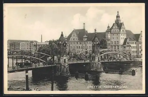 AK Stettin, Blick zur Hansabrücke