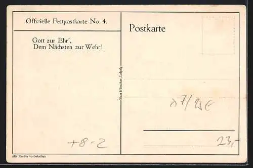 Künstler-AK Leipzig, 18. Deutscher Reichs-Feuerwehrtag 1913 vom 24. - 29. Juli