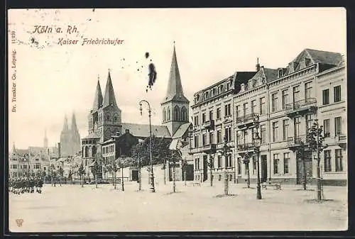 AK Köln a. Rh., Kaiser Friedrichufer mit Soldaten