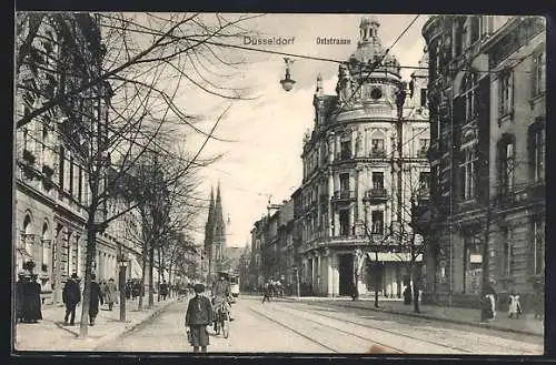 AK Düsseldorf, Strassenbahn in der Oststrasse