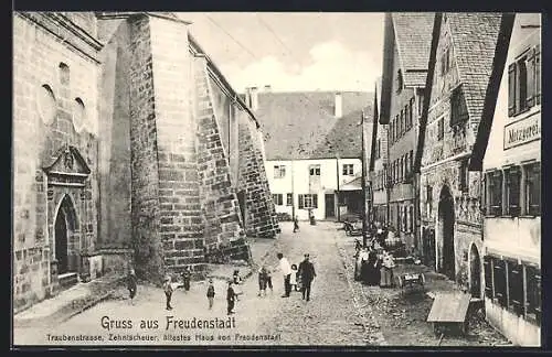 AK Freudenstadt, Traubenstrasse, Zehntscheuer, ältestes Haus von Freudenstadt
