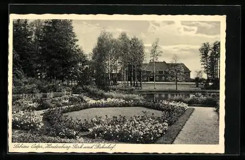 AK Labiau /Ostpr., Hindenburg-Park und Bahnhof