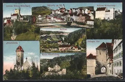 AK Horb / Neckar, Ruine Stauffenberg, Ihlinger Tor und Schloss Weitenburg