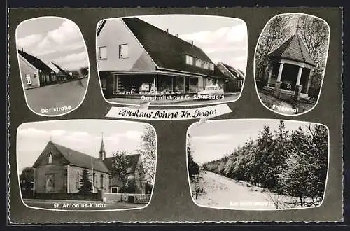 AK Lohne /Kr. Lingen, Dorfstr., Am Mühlenberg, Geschäft G. Schnieders