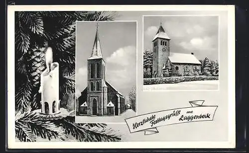 AK Laggenbeck, kath und ev. Kirche im Winter
