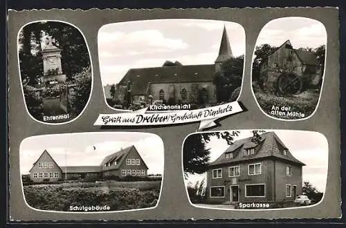 AK Drebber /Diepholz, Schule, An der alten Mühle, Sparkasse