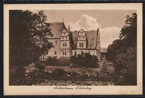 AK Schledehausen, Schelenburg umgeben von Bäumen