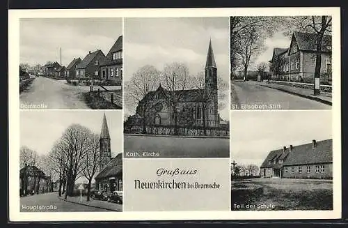 AK Neuenkirchen bei Bramsche, Hauptstrasse, Schule, St. Elisabeth-Stift