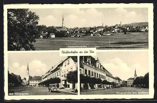 AK Pfaffenhofen / Ilm, Hauptplatz mit Rathaus und Kirche, Gesamtansicht